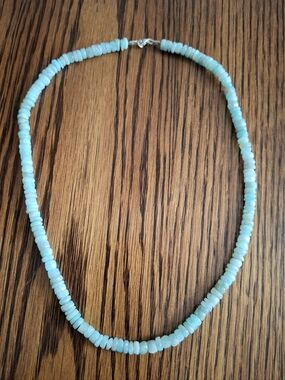 Necklace Amazonite Heishi Natural Stones Size 18"  Handmade Sterling Silver
